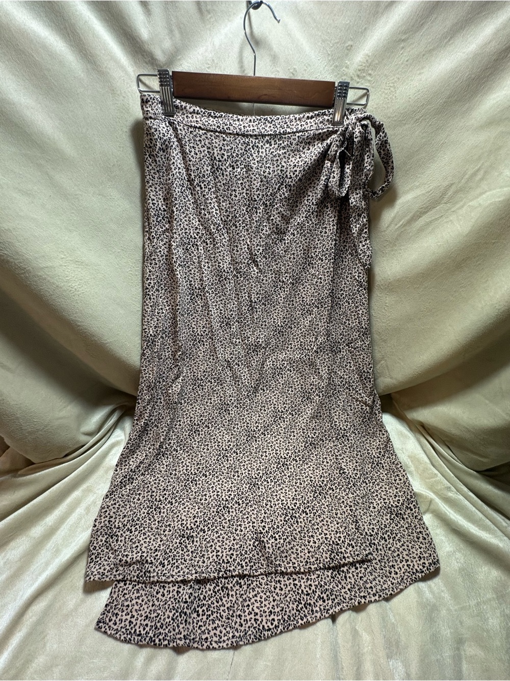 Urban Romantics Animal Print Wrap Skirt Pink Leopard Print Rayon Midi Skirt
